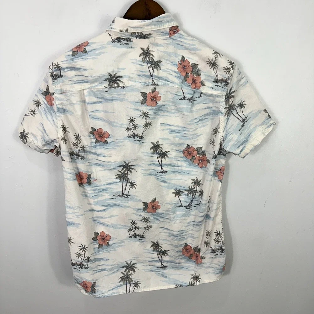 American Eagle Hawiaan Button Down Shirt Mens Small Palm Trees‎ Floral Beach